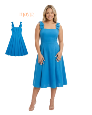 Vestido Longo Em Tecido Duna Linho Com Laço No Ombro Único